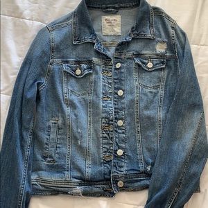 Denim button up distressed jacket.